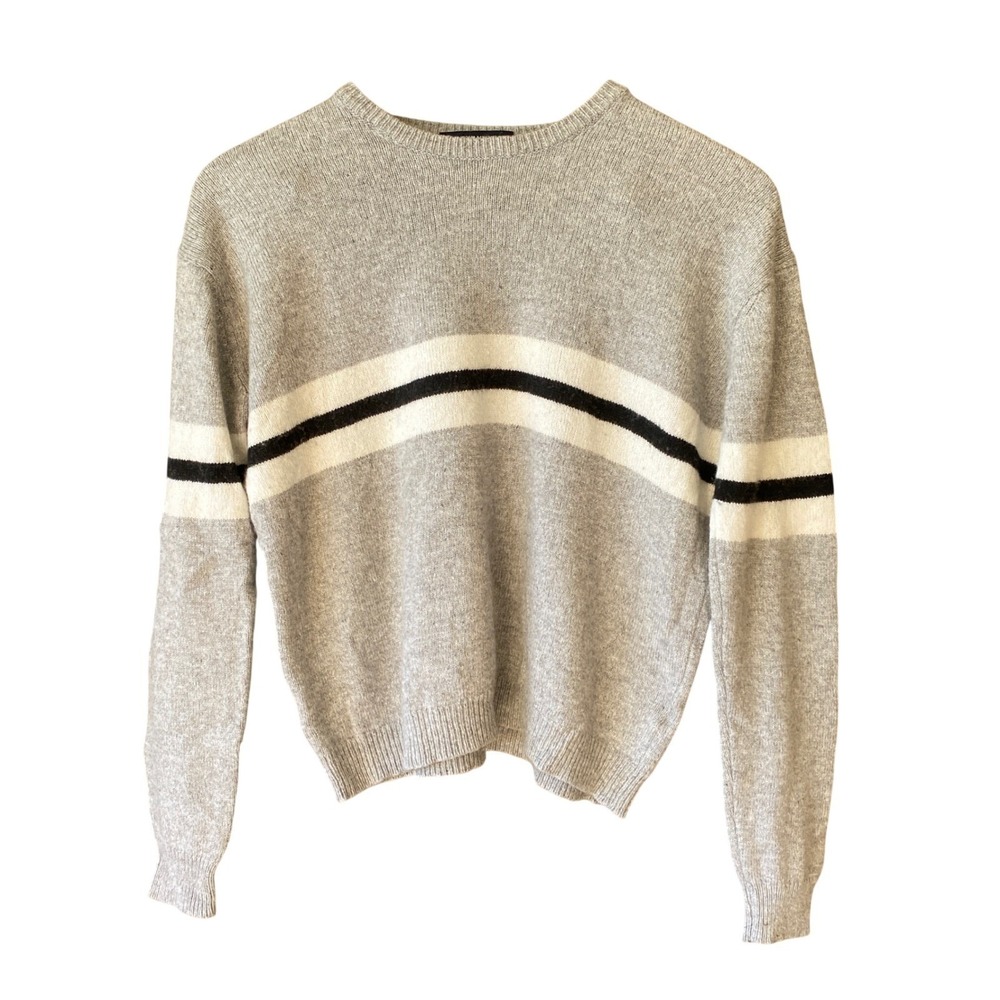 Brandy Melville Grey Striped Crew Neck Knit Sweater Pullover Long‎ Sleeve